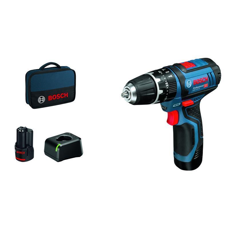 TALADRO ATORN. PERCUT. BOSCH  12v GSB-12v-15 2x2,0Ah   *Y (1 UD)