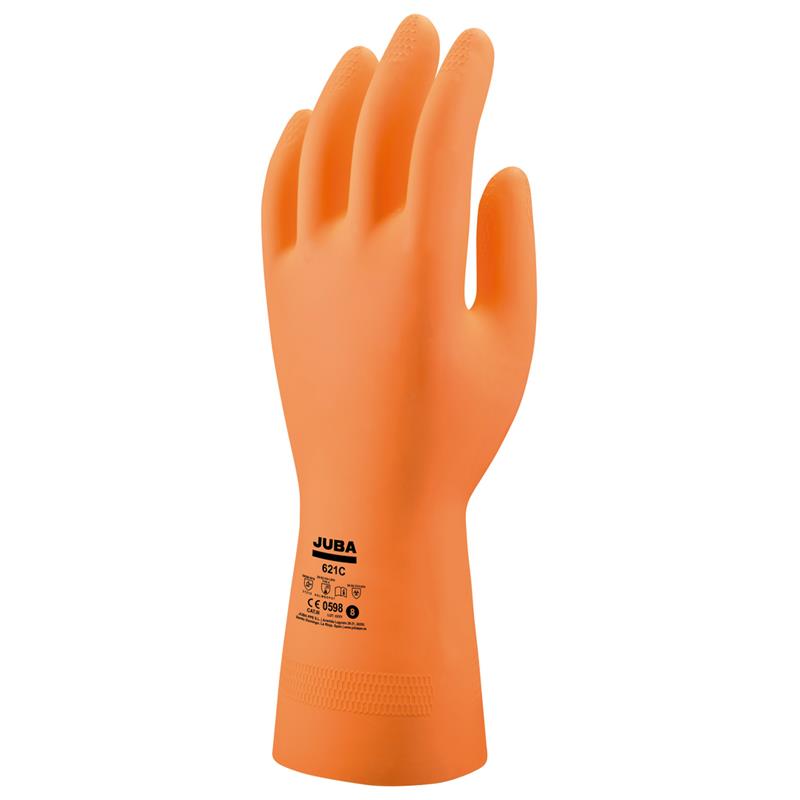 GUANTES LATEX NARANJA QUIMICO JUBA 621C TALLA 10 (XL) (B-12) (1 PAR)